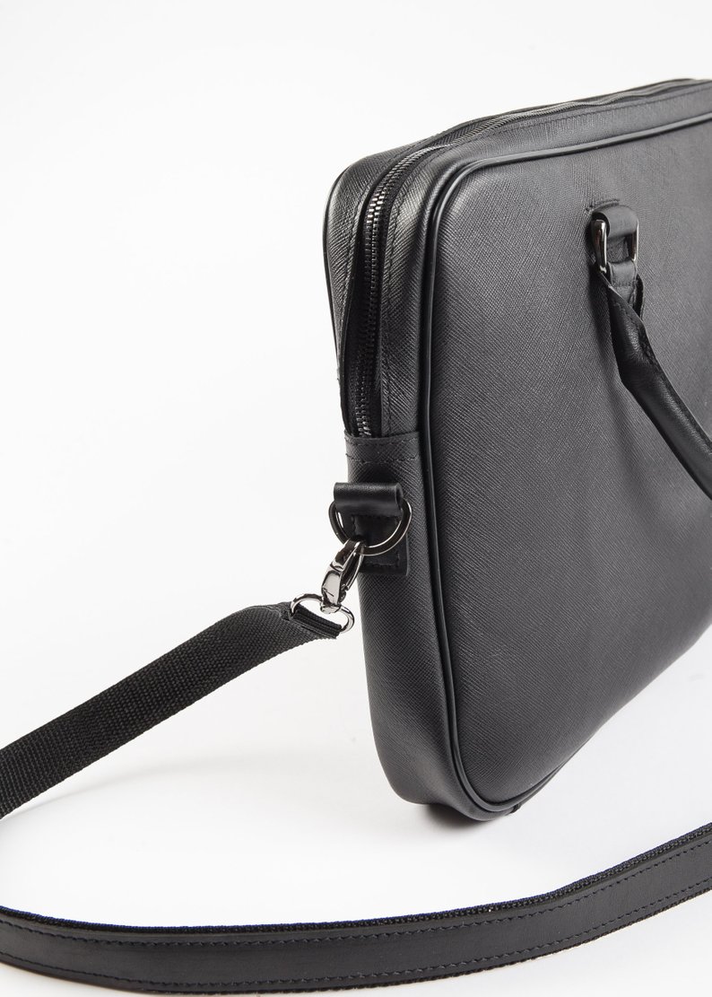 Black small leather briefcase | Leather Skivers Hides