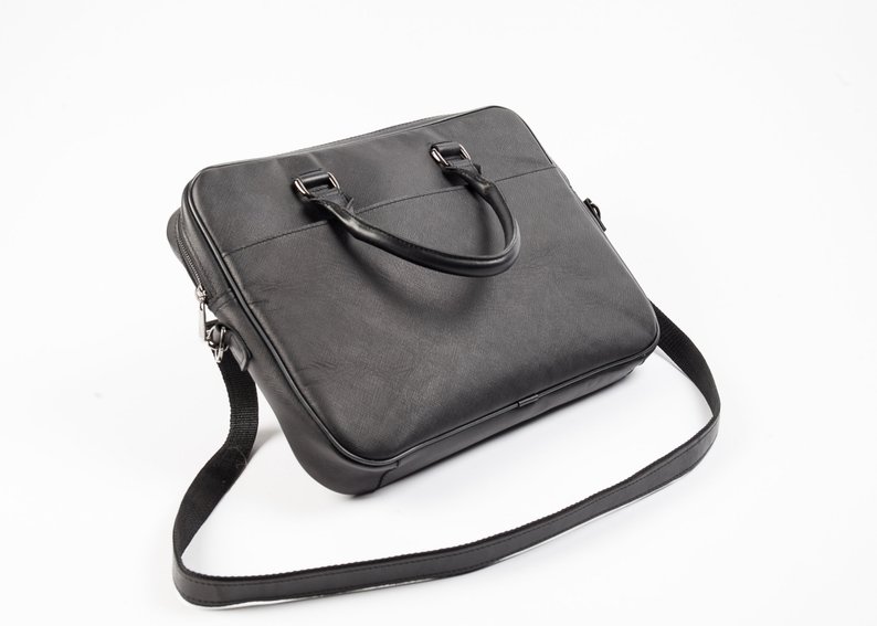 Black small leather briefcase | Leather Skivers Hides