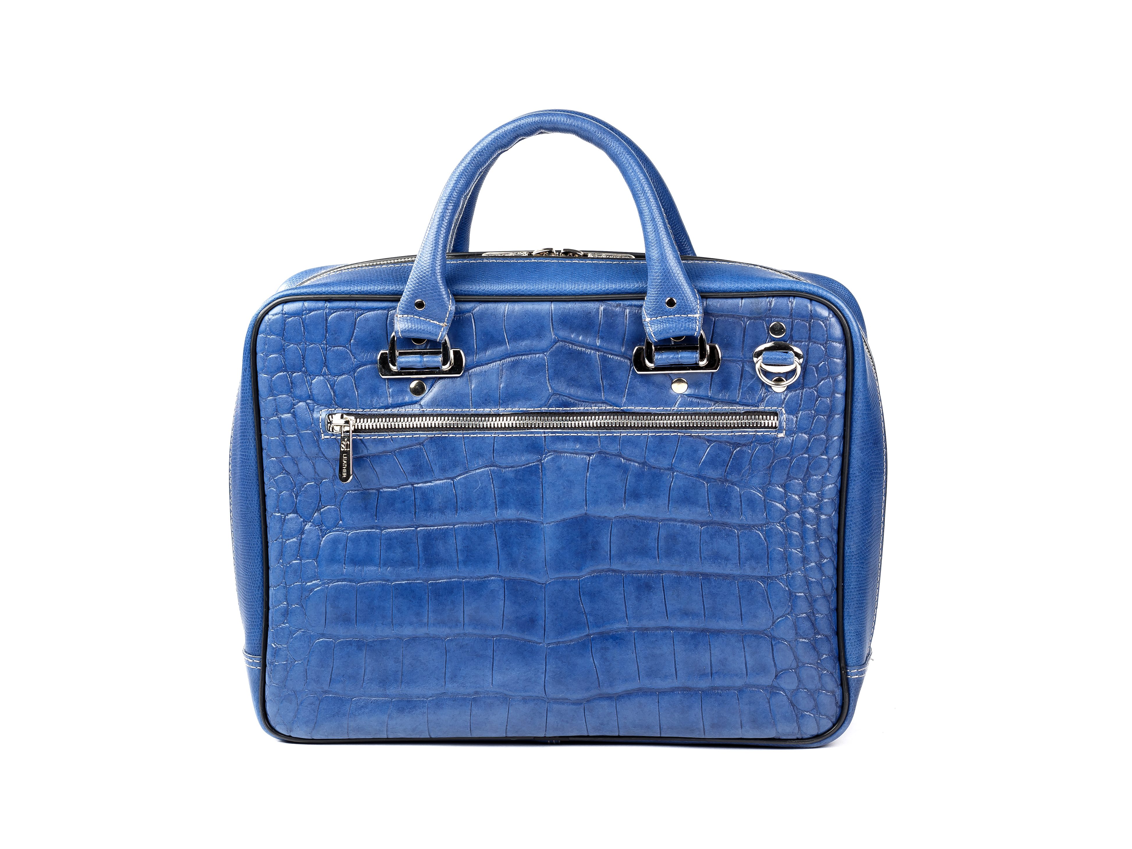 Women’s blue leather office bag Leather Skivers Hides