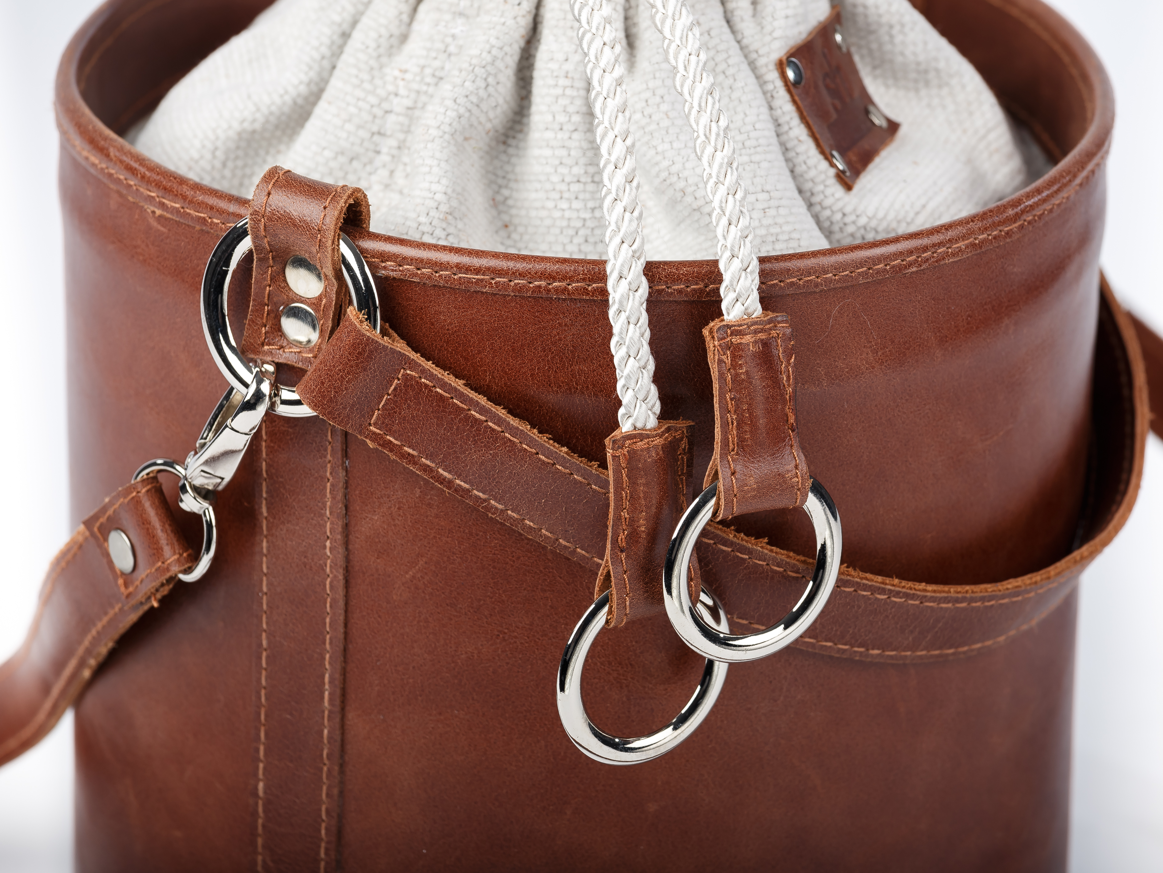 genuine leather bucket handbag